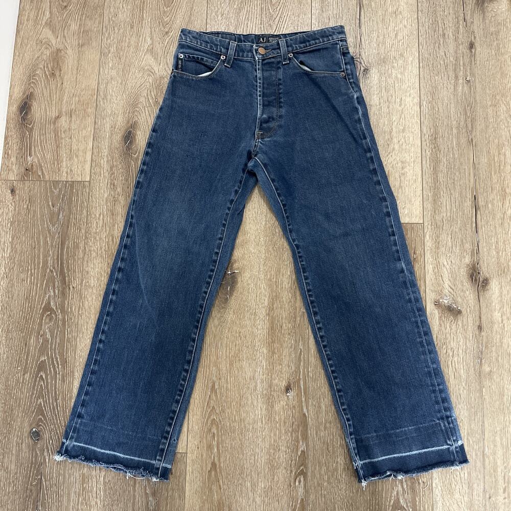 Giorgio Armani Women Sz 27** Vintage Button Fly Jeans High Waist Straight Crop